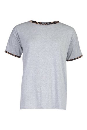 Leopard Print Ringer T-Shirt | Boohoo