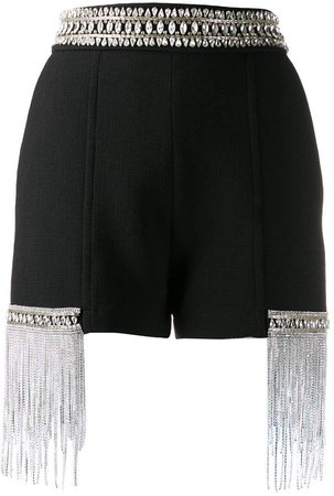 rhinestone-embellished fringed shorts