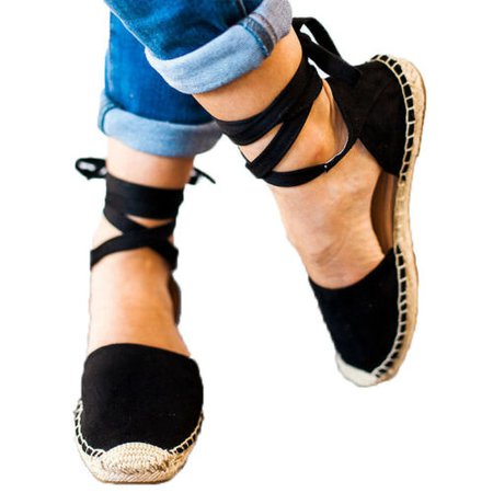 Womens Ladies Low Heel Wedge Close Toe Sandals Espadrilles Summer Beach Comfy | eBay