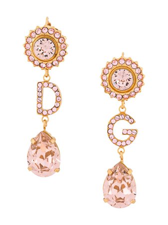 Dolce & Gabbana Crystal-Embellished Initial Pendant Earrings | Farfetch.com