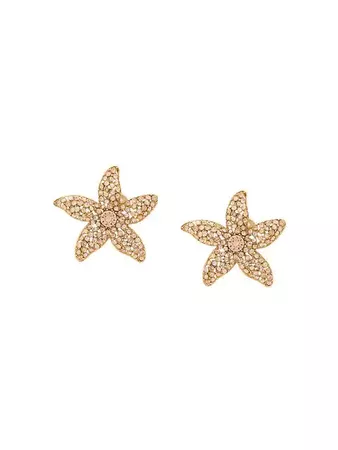 Oscar de la Renta Crystal Embellished Starfish Earrings