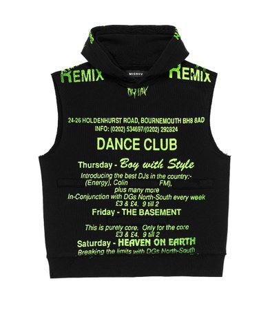 Dance Club Sleeveless Hoodie Washed Black