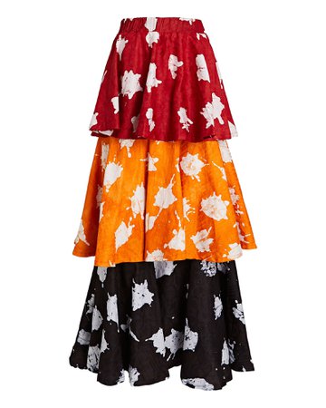 Busayo Adeola Tiered Cotton Maxi Skirt | INTERMIX®
