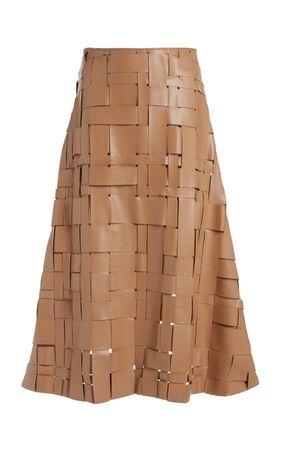 Woven Faux Leather Midi Skirt By A.w.a.k.e. Mode | Moda Operandi