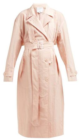 Lightweight Double Breasted Trench Coat - Womens - Light Pink