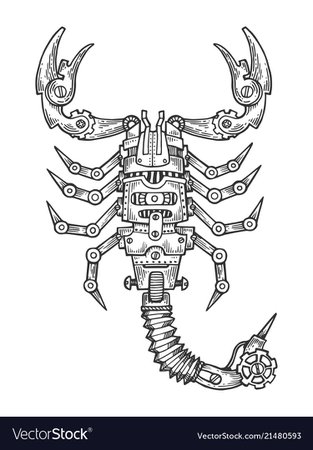 Mechanical scorpio animal engraving Royalty Free Vector