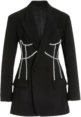 Amazon.com: Women Diamond Beading Dress Suit Blazer Spring Elegant Slim Long Sleeve Jacket Office Lady Sexy Coat : Clothing, Shoes & Jewelry