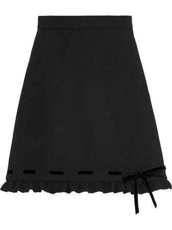 Black Miu Miu Cady And Velvet Skirt | Farfetch.com