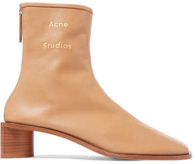 Bertine Leather Ankle Boots - Beige
