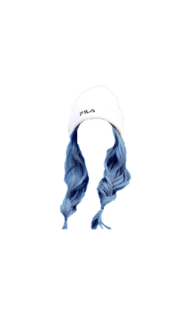 White Fila Beanie Dusty Blue Braids (Dei5 edit)