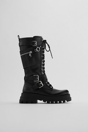 HIGH SHAFT LACED BOOTS WITH POCKET | ZARA United States