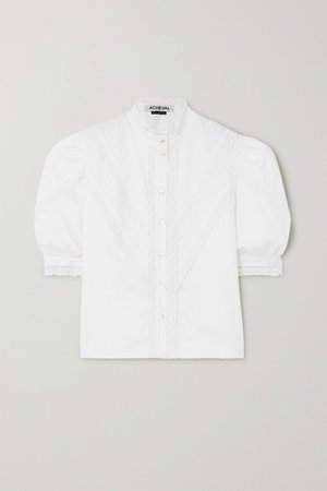 Yegua Lace-trimmed Cotton-blend Blouse - White