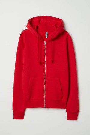 Hooded Sweatshirt Jacket - Red