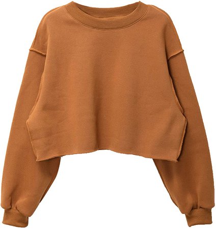 Women Pullover Cropped Hoodies Long Sleeves Sweatshirts Casual Crop Tops for Fall Winter (Khaki, X-Large) at Amazon Women’s Clothing store