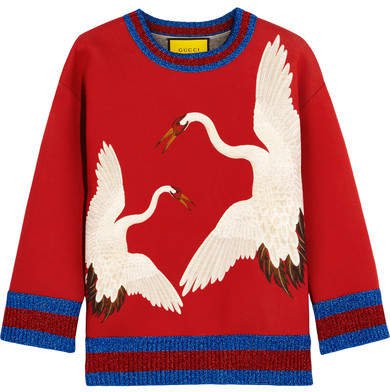 Gucci for Printed Bonded Cotton-jersey Sweatshirt - Red