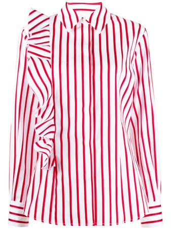 MSGM Striped Ruffle Sleeve Shirt - Farfetch