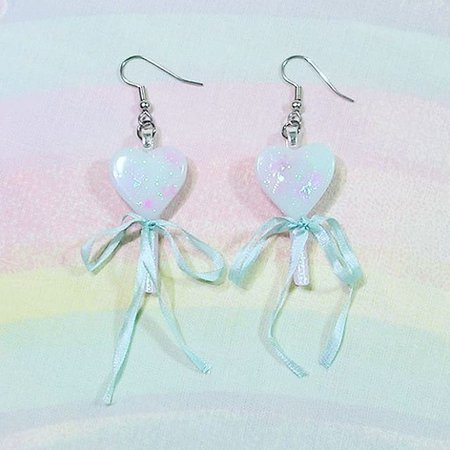 Pastel Goth Fairy Kei Heart Lolipop Earrings