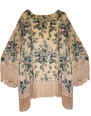 rebbie_irl’s tan and purple floral fringe duster