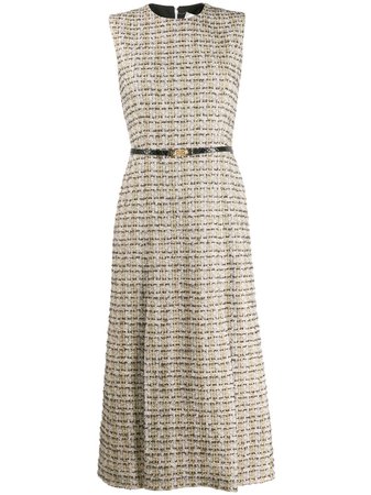 Victoria Beckham Sleeveless Tweed Midi-Dress Aw20 | Farfetch.Com