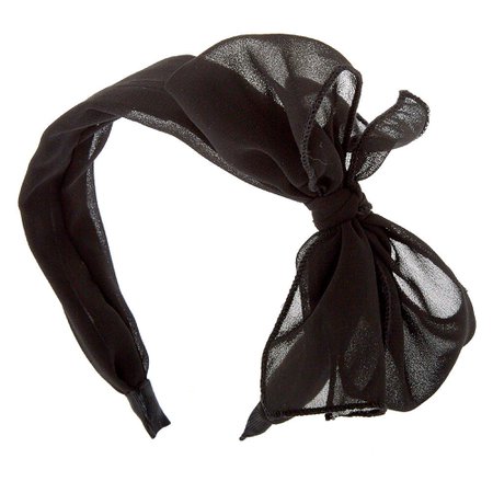 Chiffon Knotted Bow Headband - Black $7.99