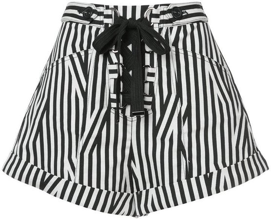 lace up front striped shorts