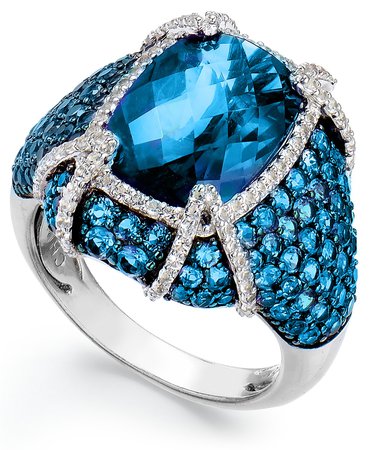 Macy's Sterling Silver Blue Topaz and White Topaz Ring