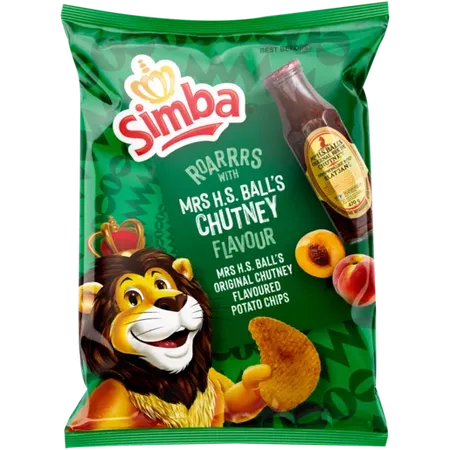 Simba Mrs H.S. Ball's Chutney Flavoured Potato Chips 120g | Large Bag Chips | Chips, Snacks & Popcorn | Food Cupboard | Food | Checkers ZA