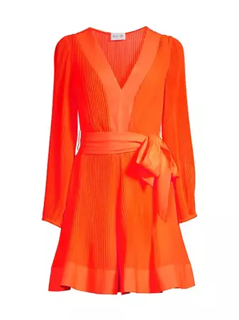 Shop Milly Liv Chiffon Pleated Minidress | Saks Fifth Avenue