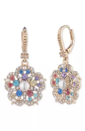 Marchesa Floral Crystal Cluster Drop Earrings | Nordstrom