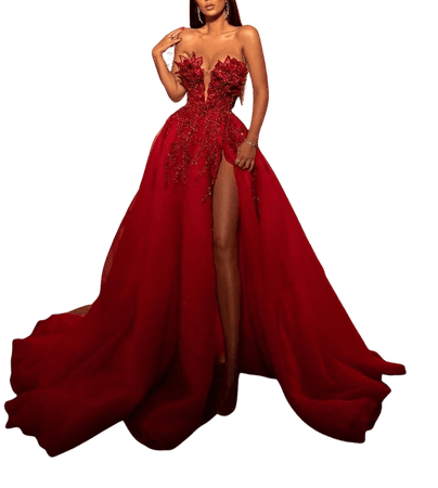 red ballgown