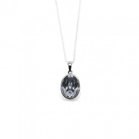 Graphite Gray Oval Shaped Crystal Necklace