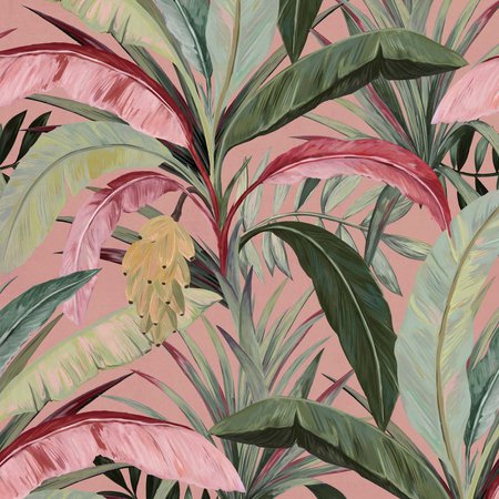 Banana Plant Wallpaper Pink Wallpaper Tropical Print | Etsy