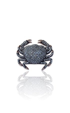 14k Rose Gold Crab Diamond Ring By Begüm Khan | Moda Operandi