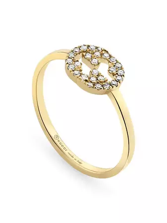 Shop Gucci Interlocking G 18K Yellow Gold & 0.12 TCW Diamond Ring | Saks Fifth Avenue