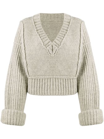 Jacquemus Cropped Oversized V-neck Jumper - Farfetch