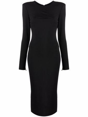 Versace Padded Shoulder Midi Dress - Farfetch