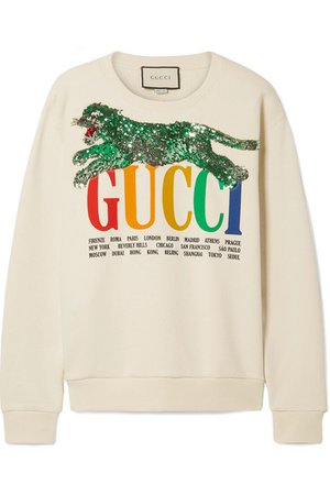 Gucci | Oversized embellished printed cotton-terry sweatshirt | NET-A-PORTER.COM