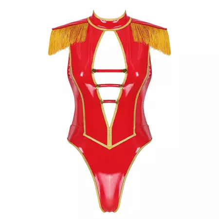 Womens Circus Costume Carnival Showman Sexy Cosplay Costume Patent Leather Sleeveless High Cut Bodysuit Circus Roleplay Outfit - Teddies & Bodysuits - AliExpress