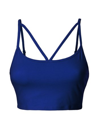 Stretcheable V Caged Cropped Cami Bra Top with Adjustable Straps | LE3NO