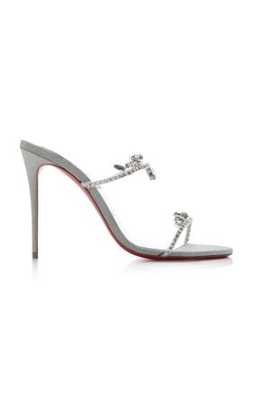 Just Queen 100mm Crystal-Embellished Leather Pvc Sandals By Christian Louboutin | Moda Operandi