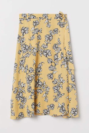 H&M+ Patterned Wrapover Skirt - Yellow