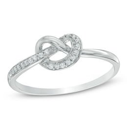 Diamond Accent Heart-Shaped Knot Ring in Sterling Silver