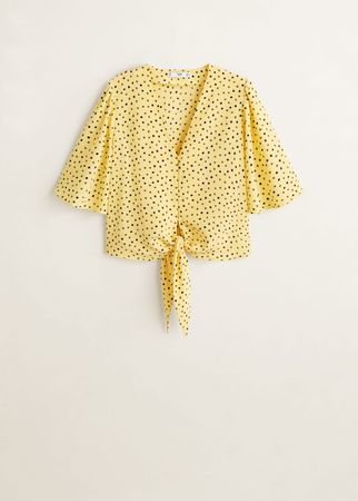 Knot polka-dot blouse - Woman | Mango Canada