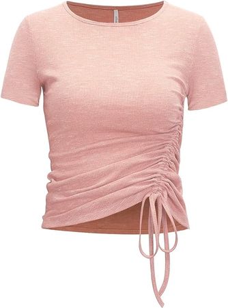 Amazon.com: Womens Long/Short Sleeve Workout Tops Ruched Side Yoga Atheltic Shirt Slim Fitted : Clothing, Shoes & Jewelry