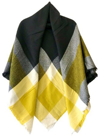 Zara Yellow & Gray Plaid Blanket Scarf/Wrap - Tradesy
