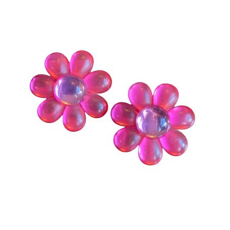 Vintage Pink Flower Clip on Earrings Item... - Depop