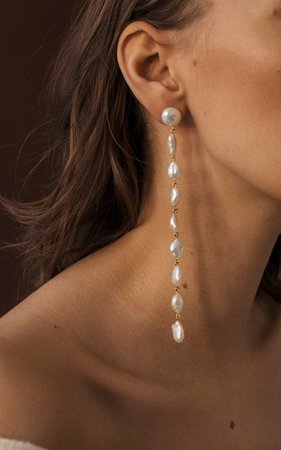 Long Cairo Pearl Earrings By Lizzie Fortunato | Moda Operandi