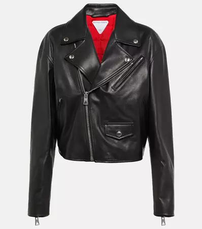 Biker Leather Jacket in Black - Bottega Veneta | Mytheresa