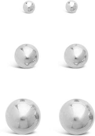 Set of 3 Sphere Stud Earrings