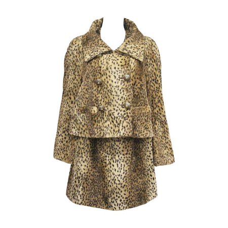 Gianni Versace cheetah print faux fur jacket and dress ensemble, c. 1990s For Sale at 1stdibs